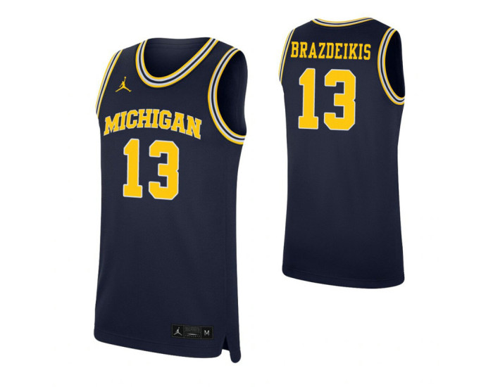 Michigan Wolverines #13 Ignas Brazdeikis Navy Authentic College Basketball Jersey