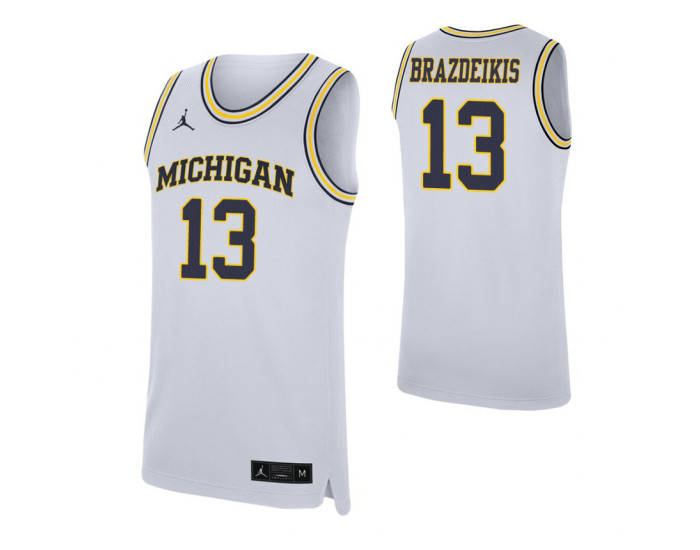 Youth Michigan Wolverines #13 Ignas Brazdeikis White Authentic College Basketball Jersey