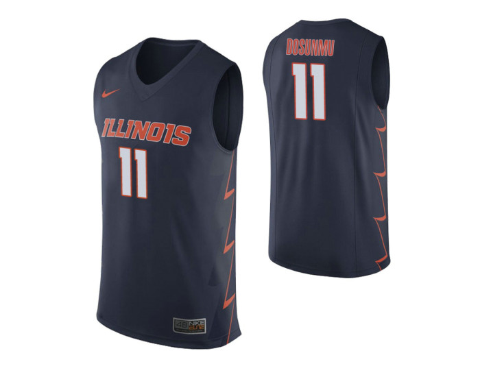 Illinois Fighting Illini #11 Ayo Dosunmu Navy Authentic College Basketball Jersey