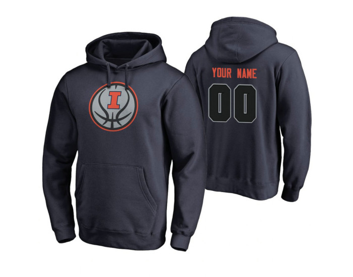 Illinois Fighting Illini Custom Navy Personalized Hoodie