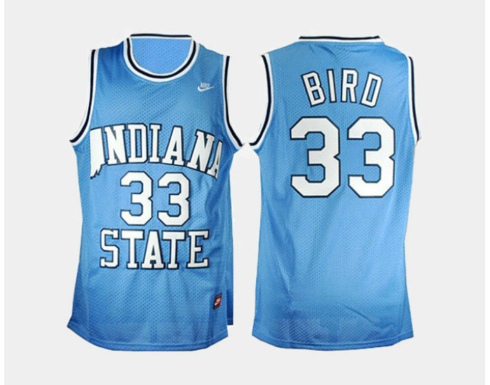 Youth indiana state Sycamores #33 Larry Bird Blue Road Authentic College Basketball Jersey