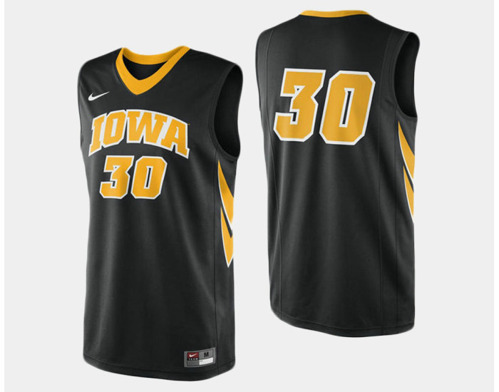 Iowa Hawkeyes #30 Aaron White Black Road Replica College Basketball Jersey