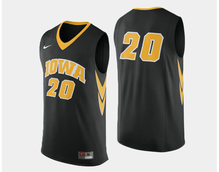 Youth Iowa Hawkeyes #20 Jarrod Uthoff Black Road Authentic College Basketball Jersey