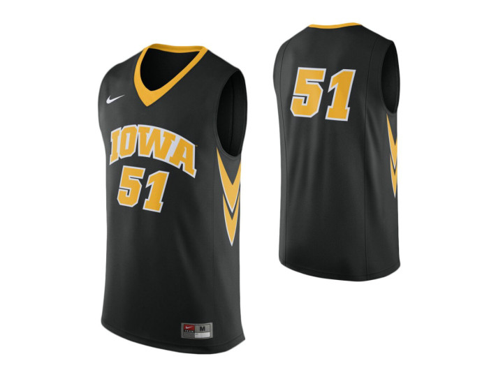 Iowa Hawkeyes #51 Replica College Basketball Jersey Black