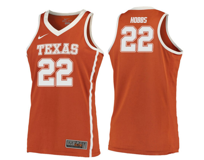 Youth Texas Longhorns #22 Isaiah Hobbs Replica College Basketball Jersey Orange