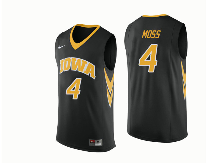 Iowa Hawkeyes #4 Isaiah Moss Authentic College Basketball Jersey Black