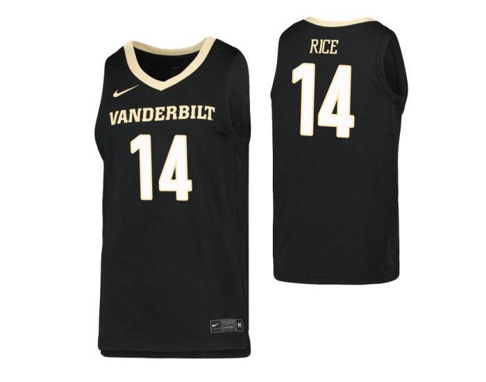 Isaiah Rice Replica College Basketball Jersey Black Vanderbilt Commodores