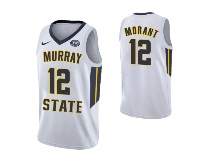 Youth Murray State Racers #12 Ja Morant Replica College Basketball Jersey White