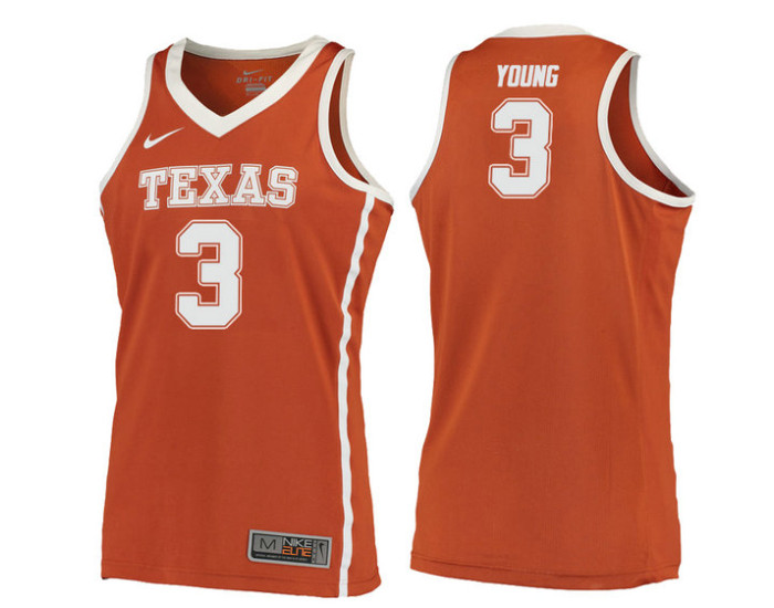 Texas Longhorns #3 Jacob Young Replica College Basketball Jersey Orange