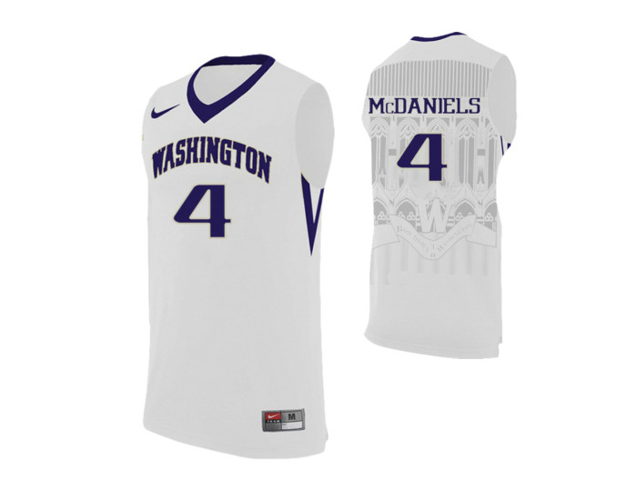 Washington Huskies #4 Jaden McDaniels White Replica College Basketball Jersey