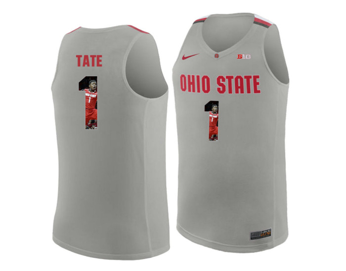 Ohio State Buckeyes #1 Jae'Sean Tate Replica College Basketball Jersey Gray