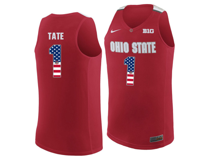 Ohio State Buckeyes #1 Jae'Sean Tate Authentic College Basketball Jersey Red