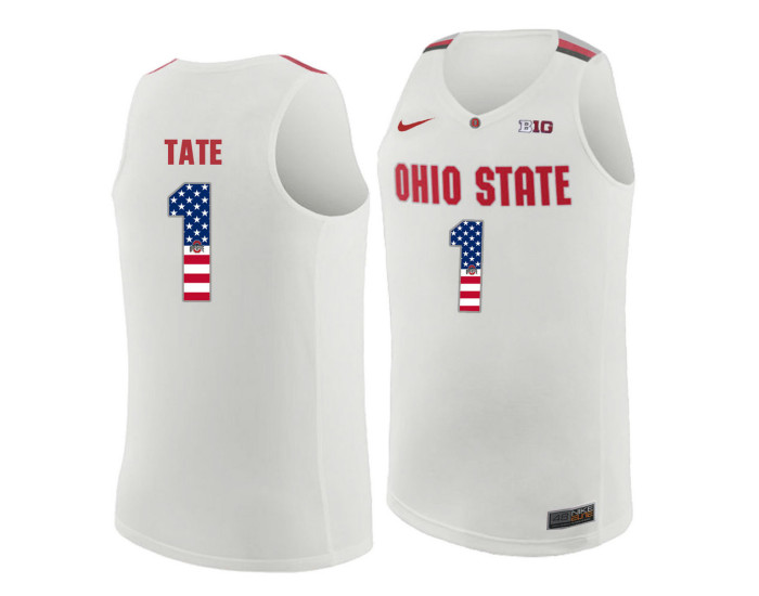 Ohio State Buckeyes #1 Jae'Sean Tate Replica College Basketball Jersey White