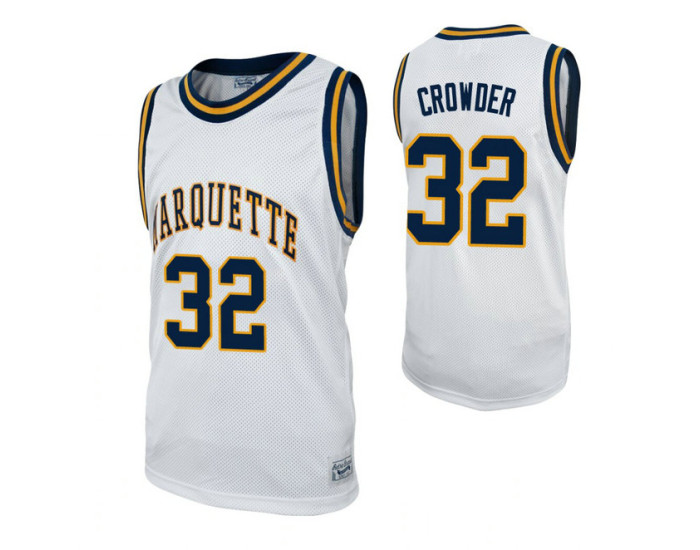 Marquette Golden Eagles #32 Jae Crowder White Replica College Basketball Jersey