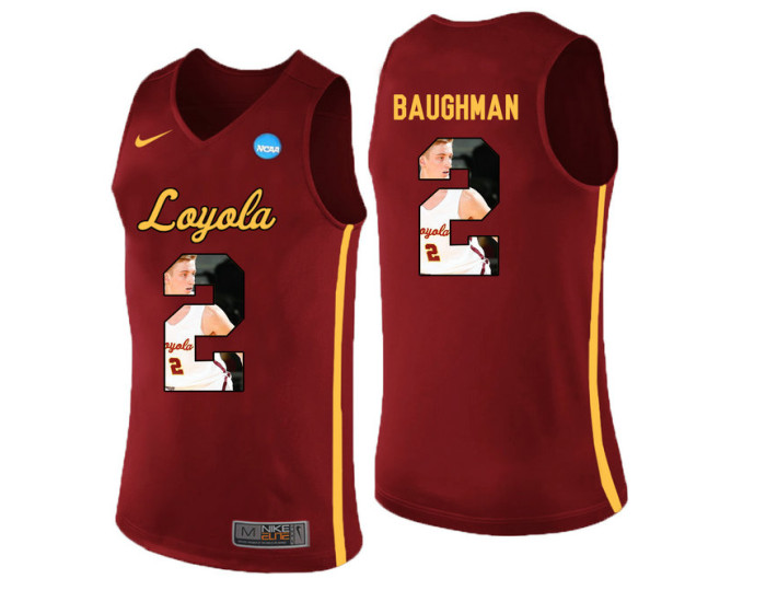Loyola (Chi) Ramblers #2 Jake Baughman Authentic College Basketball Jersey Red
