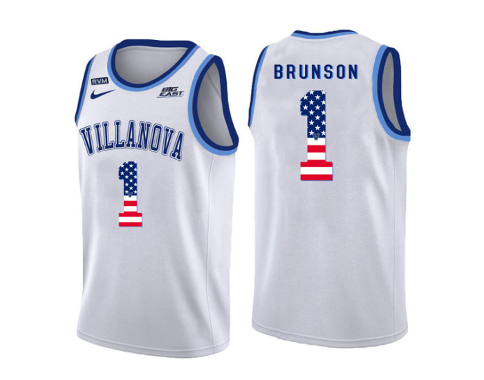 Youth Villanova Wildcats #1 Jalen Brunson Authentic College Basketball Jersey White
