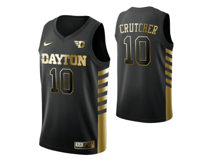 Youth Dayton Flyers 10 Jalen Crutcher Limited Golden Edition Authentic College Basketball Jersey Black