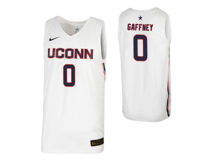 Youth UConn Huskies #0 Jalen Gaffney White Authentic College Basketball Jersey