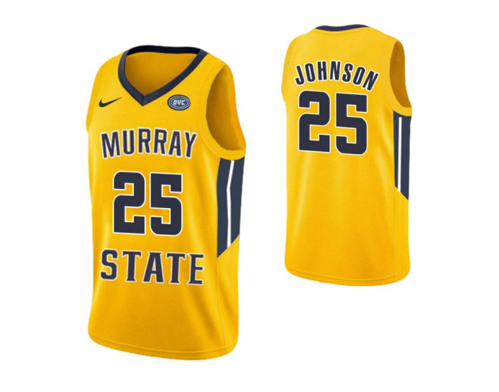 Murray State Racers #25 Jalen Johnson Authentic College Basketball Jersey Yellow