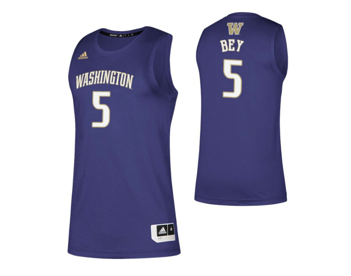 Washington Huskies 5 Jamal Bey Replica College Basketball Jersey Purple