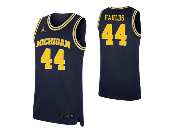 Jaron Faulds Authentic College Basketball Jersey Navy Michigan Wolverines