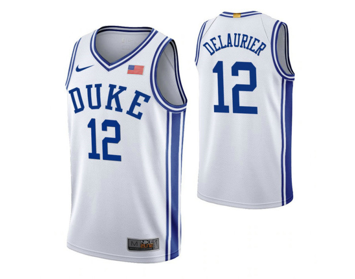 Duke Blue Devils #12 Javin DeLaurier White Authentic College Basketball Jersey
