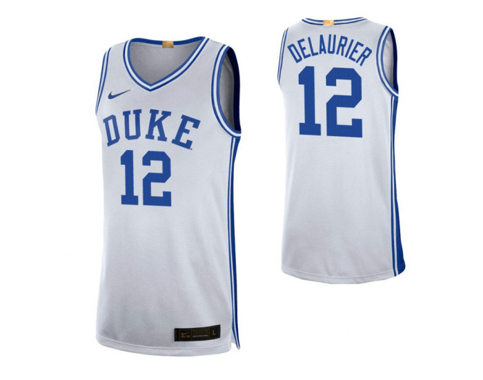 Duke Blue Devils #12 Javin DeLaurier White Authentic College Basketball Jersey