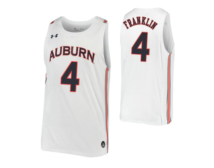 Youth Auburn Tigers #4 Javon Franklin White Replica College Basketball Jersey