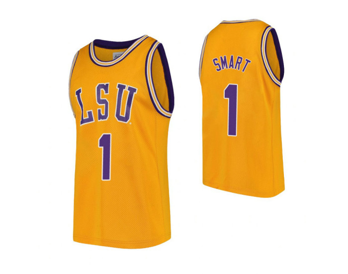 LSU Tigers #1 Javonte Smart Gold Replica College Basketball Jersey