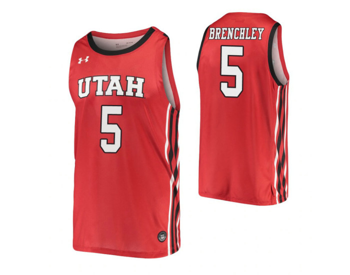 Utah Utes #5 Jaxon Brenchley Red Authentic College Basketball Jersey