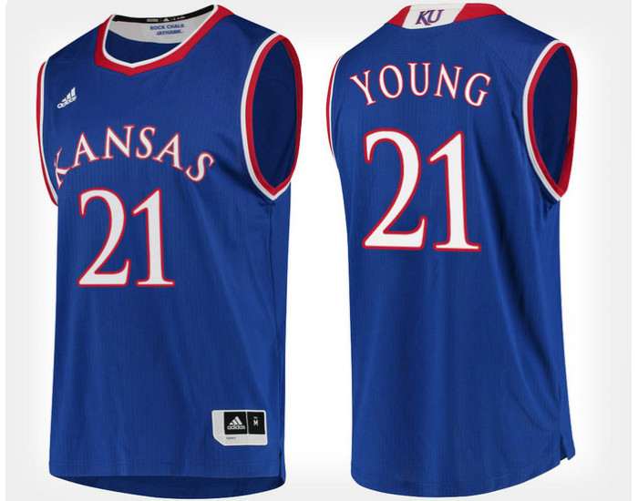 Kansas Jayhawks #21 Clay Young Blue Home Replica College Basketball Jersey