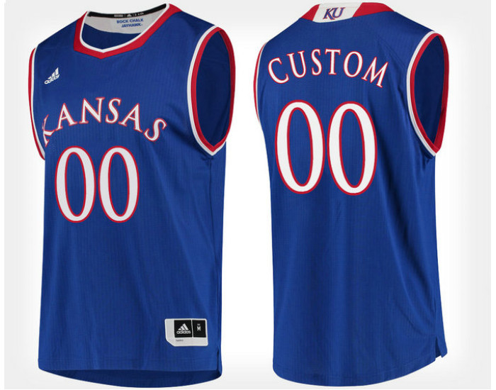 Kansas Jayhawks #00 Custom Blue Home Jersey College Basketball