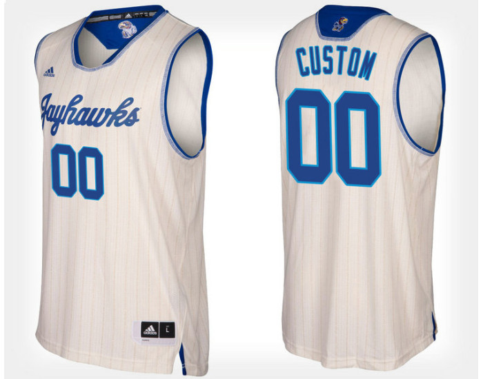 Kansas Jayhawks #00 Custom Cream Alternate Jersey College Basketball