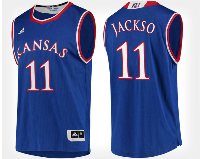 Kansas Jayhawks #11 Josh Jackson Blue Home Replica College Basketball Jersey