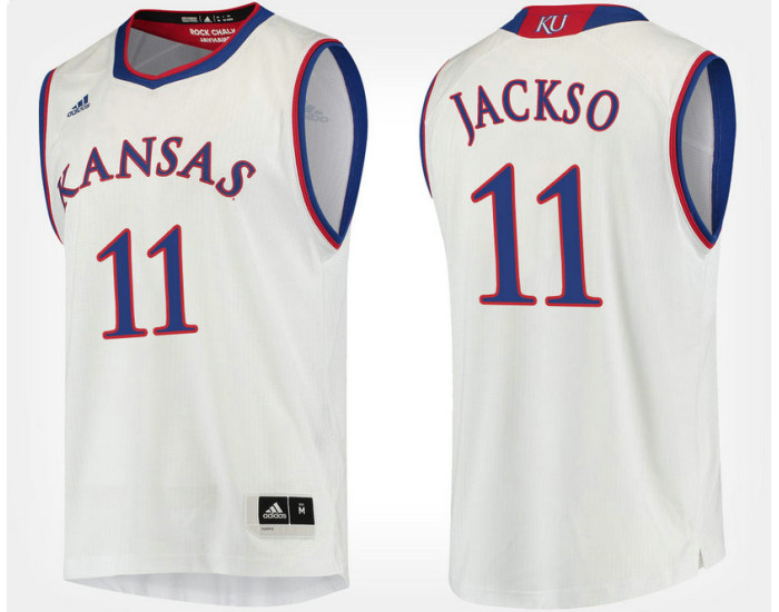 Kansas Jayhawks #11 Josh Jackson White Road Replica College Basketball Jersey