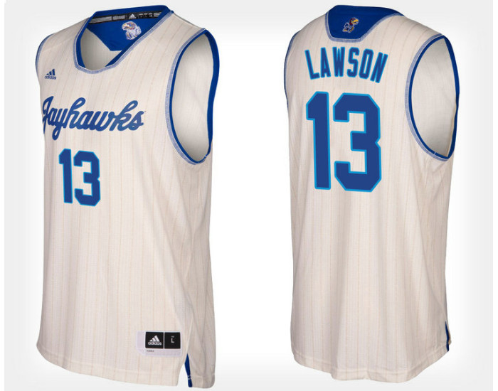 Kansas Jayhawks #13 K.J. Lawson Cream Alternate Authentic College Basketball Jersey