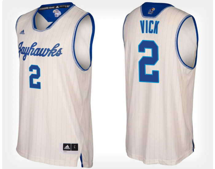 Kansas Jayhawks #2 Lagerald Vick Cream Alternate Replica College Basketball Jersey