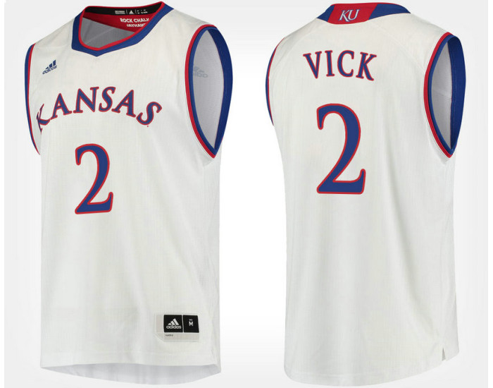 Kansas Jayhawks #2 Lagerald Vick White Road Authentic College Basketball Jersey