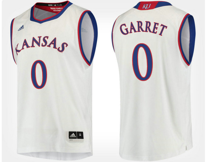 Kansas Jayhawks #0 Marcus Garrett White Road Authentic College Basketball Jersey