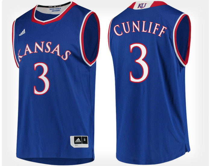 Kansas Jayhawks #3 Sam Cunliffe Blue Home Authentic College Basketball Jersey