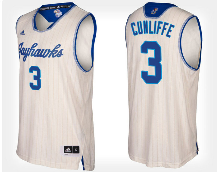 Youth Kansas Jayhawks #3 Sam Cunliffe Cream Alternate Authentic College Basketball Jersey