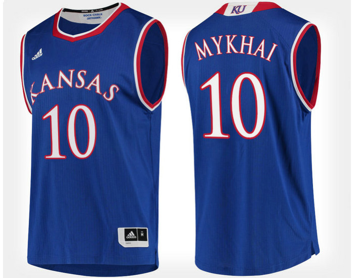 Kansas Jayhawks #10 Sviatoslav Mykhailiuk Blue Home Authentic College Basketball Jersey
