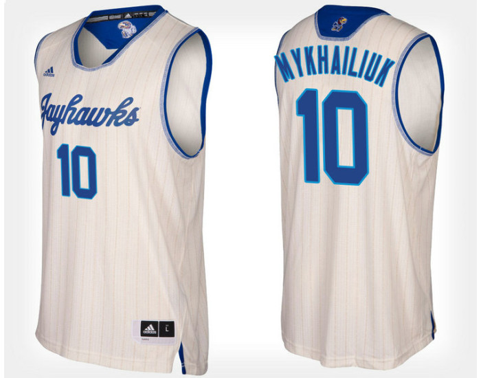 Kansas Jayhawks #10 Sviatoslav Mykhailiuk Cream Alternate Authentic College Basketball Jersey