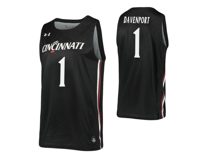 Youth Jeremiah Davenport Authentic College Basketball Jersey Black Cincinnati Bearcats
