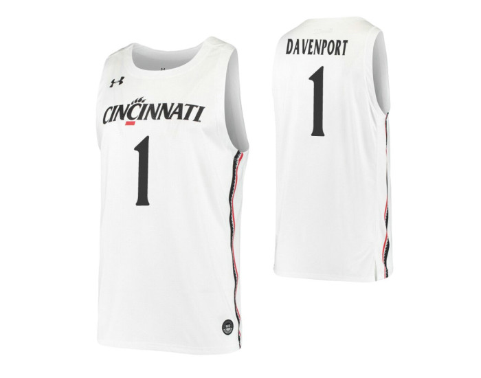 Youth Cincinnati Bearcats #1 Jeremiah Davenport White Authentic College Basketball Jersey