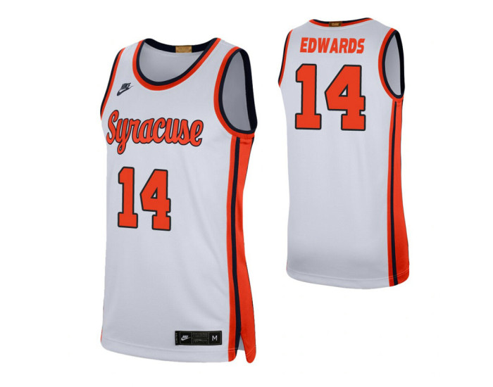 Youth Syracuse Orange #14 Jesse Edwards White Authentic College Basketball Jersey