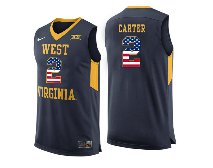 West Virginia Mountaineers #2 Jevon Carter Replica College Basketball Jersey Navy