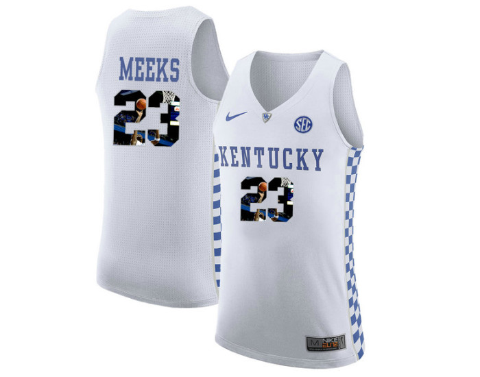 Youth Kentucky Wildcats #23 Jodie Meeks Replica College Basketball Jersey White