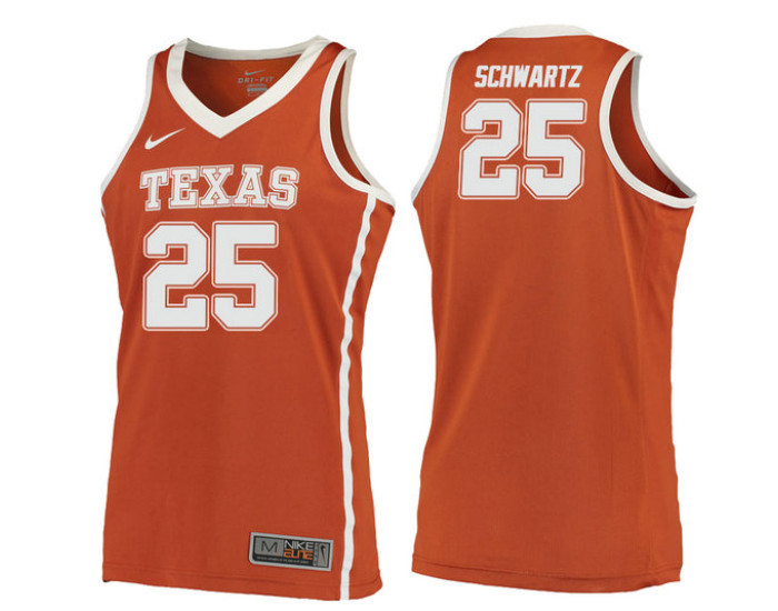 Texas Longhorns #25 Joe Schwartz Replica College Basketball Jersey Orange