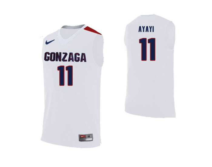 Gonzaga Bulldogs #11 Joel Ayayi White Replica College Basketball Jersey